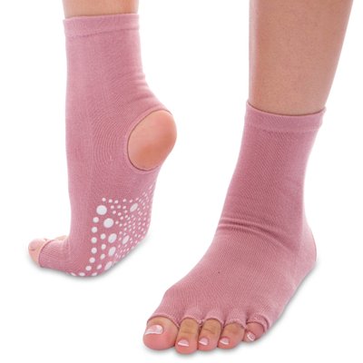 Нескользящие носки для йоги персиковые onesize NYP фото
