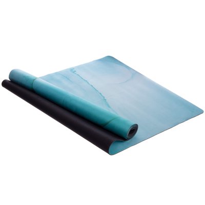 Каучуковый коврик для йоги двухслойный бирюзовый M4 фото