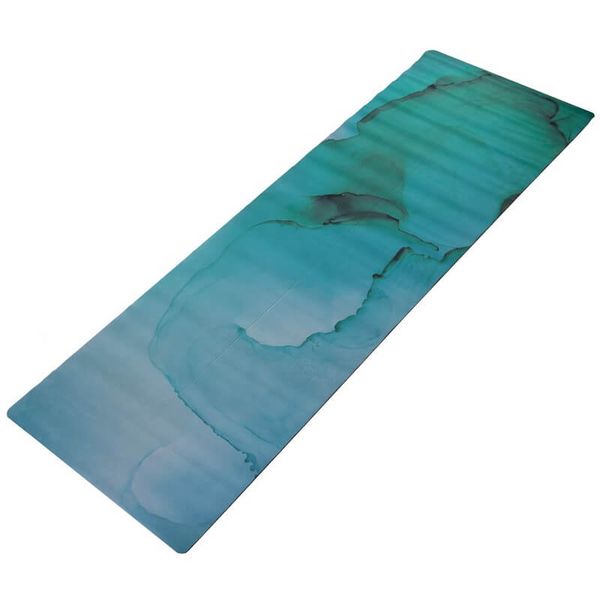Каучуковий килимок для йоги двошаровий бірюзовий M4 фото