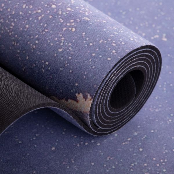 Каучуковий килимок для йоги двошаровий - Cиній M7 фото